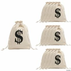 Hot Sale 🌟 5" x 7" Money Polycotton Drawstring Bags - 12 Pc. 🎉