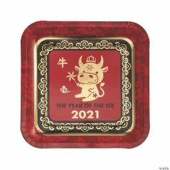 Wholesale 🌟 Chinese New Year of the Ox Paper Dinner Plates - 8 Ct. 🥰