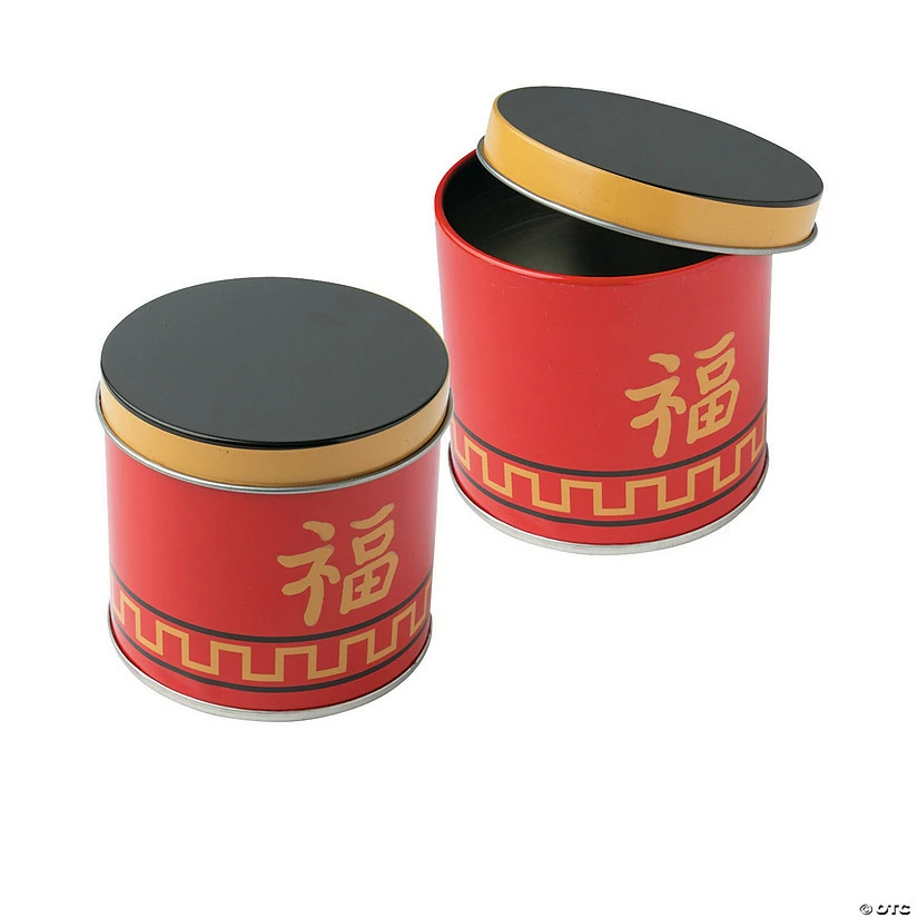 Budget 😍 Chinese New Year Tin Favor Containers - 12 Pc. ✨