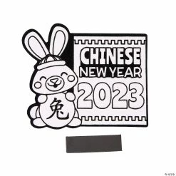 Hot Sale 🤩 Color Your Own 2023 Chinese New Year of the Rabbit Fuzzy Magnets - 12 Pc. 👍