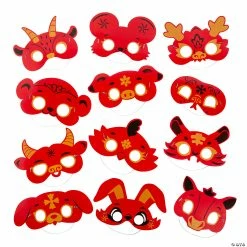 New ⌛ Lunar New Year Paper Zodiac Animal Masks - 12 Pc. ✨
