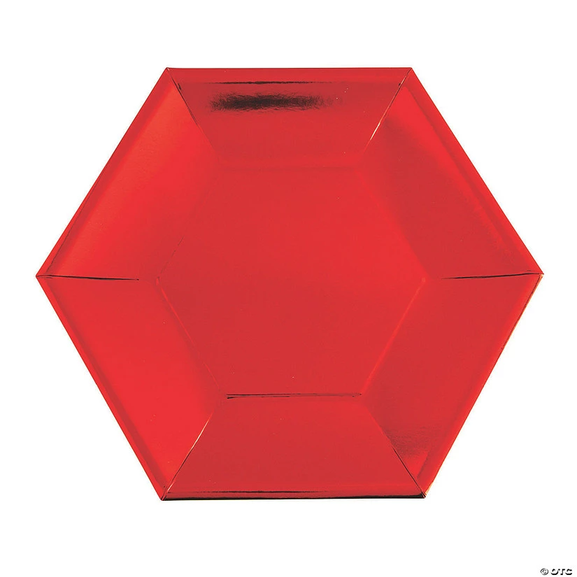 Wholesale โค๏ธ Metallic Hexagon Paper Dinner Plates - 24 Ct. ๐